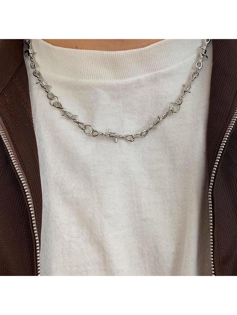 Cyber Y2k barbwire opium punk style necklace. Cool design. Nice quality. Chain
